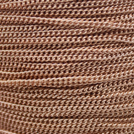 32 Ft Non Tarnish Curb Chain -  Champagne (Pinky) Gold Plated Solder Curb - 1.6mm Link - Anti Tarnish Free Resistant Curb Chain - AT1.6S