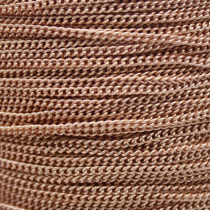 New 3 Non Tarnish Curb Chain - Champagne (Pinky) Gold Plated Solder Curb Chain - 1.6mm Link -  Anti Tarnish Free Curb Chain - AT1.6S