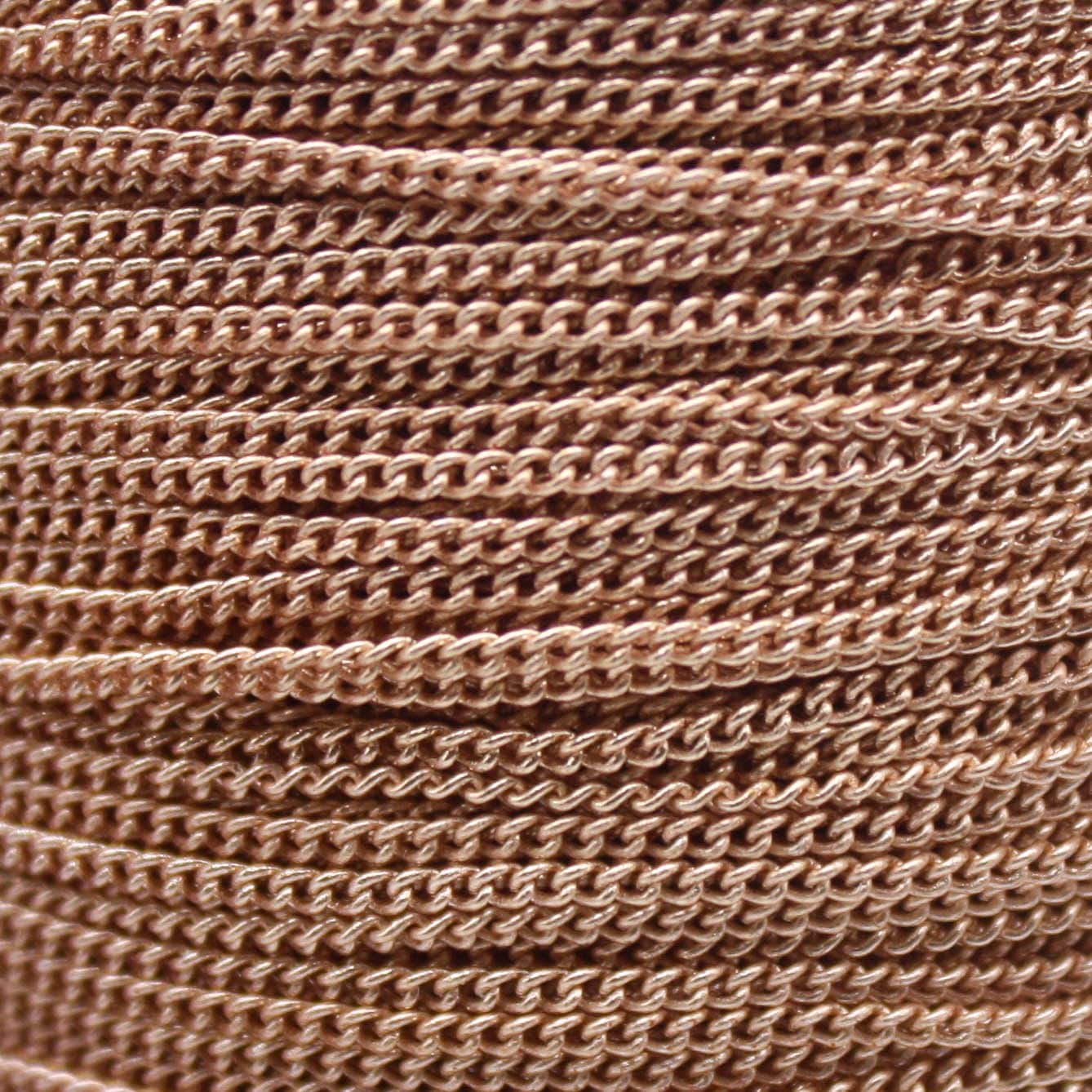 New 3 Non Tarnish Curb Chain - Champagne (Pinky) Gold Plated Solder Curb Chain - 1.6mm Link -  Anti Tarnish Free Curb Chain - AT1.6S