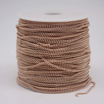 10 Ft Non Tarnish Curb Chain - Champagne (Pinky) Gold Plated Solder Curb Chain - 1.6mm Link -  Anti Tarnish Free Curb Chain - AT1.6S
