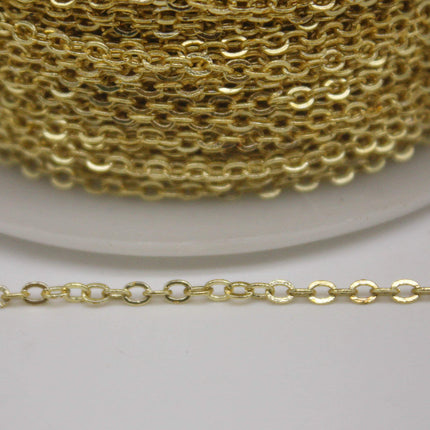 10 feet TARNISH Resistant Tarnish Free Anti Tarnished   22K Gold Flat Chain - 3x1.7mm SOLDER - Soldered Cable - AT317F