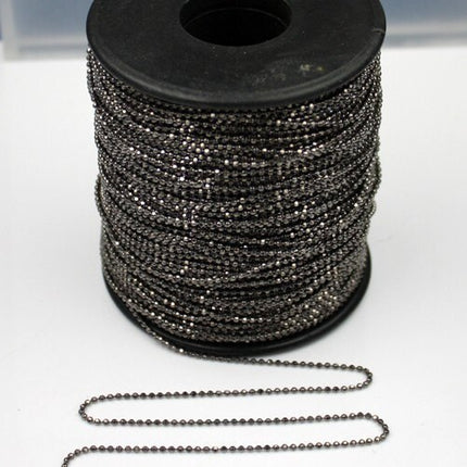 Gunmetal facet BALL Chain - 32 ft. spool of Brass bulk Ball chain  Wholesale - 1.5mm w/ FREE 50 connectors (Insert) - 15DC