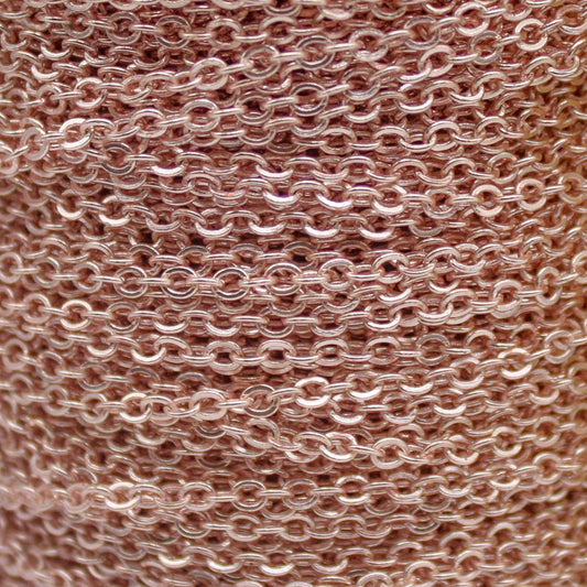 3 Ft Non Tarnish Flat Cable Chain Bulk - ROSE Gold Flat Cable Chain - 3.4x2.8mm SOLDERED Link - Anti Tarnish Free Resistant Chain - AT3428F
