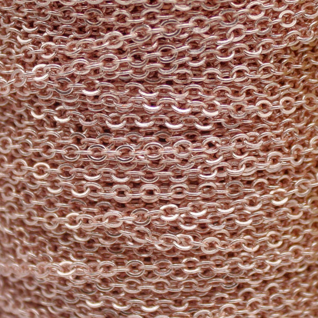 32 Ft Non Tarnish Flat Cable Chain Bulk - ROSE Gold Flat Cable Chain - 3.4x2.8mm SOLDERED Link - Anti Tarnish Free Resistant Chain - AT3428F