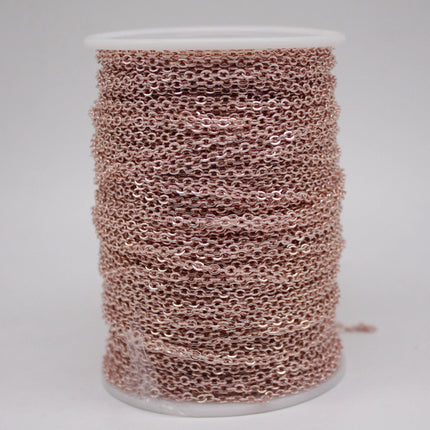 100 Ft Non Tarnish Flat Cable Chain Bulk - ROSE Gold Flat Cable Chain - 3.4x2.8mm SOLDERED Link - Anti Tarnish Free Chain - AT3428F