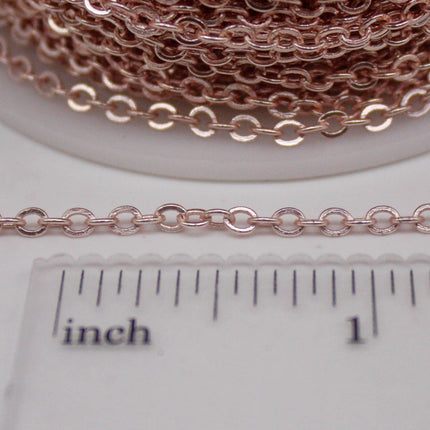 100 Ft Non Tarnish Flat Cable Chain Bulk - ROSE Gold Flat Cable Chain - 3.4x2.8mm SOLDERED Link - Anti Tarnish Free Chain - AT3428F