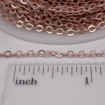 300 Ft Non Tarnish Flat Cable Chain Bulk - ROSE Gold Flat Cable Chain - 3.4x2.8mm SOLDERED Link - Anti Tarnish Free Chain - AT3428F