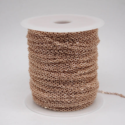 10 Ft Non Tarnish Flat Cable Chain Bulk - Champagne Gold Flat Cable Chain - 3.4x2.8mm SOLDERED Link - Anti Tarnish Free Resistant - AT3428F