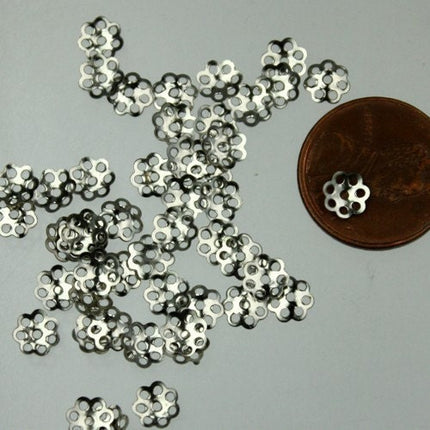 200 pcs of antique silver Flower filigree bead cap 5.6mm