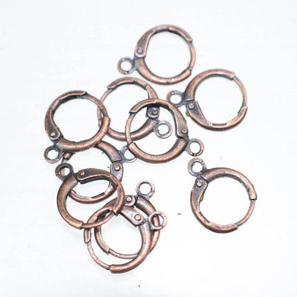 Leverback Earring 30 Pcs - ROUND Bulk  Antique Copper - High Quality Sturdy Dedicated Round Earring Ear Wire Hook - 12mm Width - ELR12