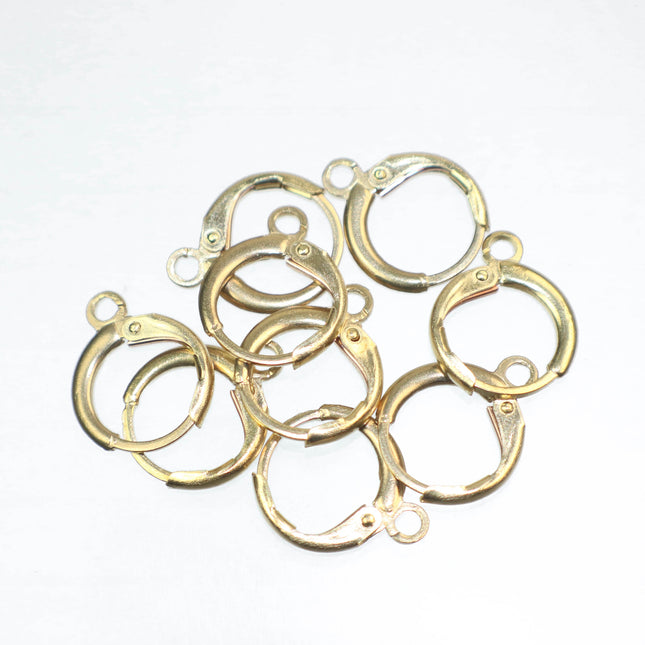 Leverback Earring 30 Pcs - ROUND Bulk raw BRASS Nude Color - High Quality Sturdy Dedicated Round Earring Ear Wire - 12mm Width - ELR12
