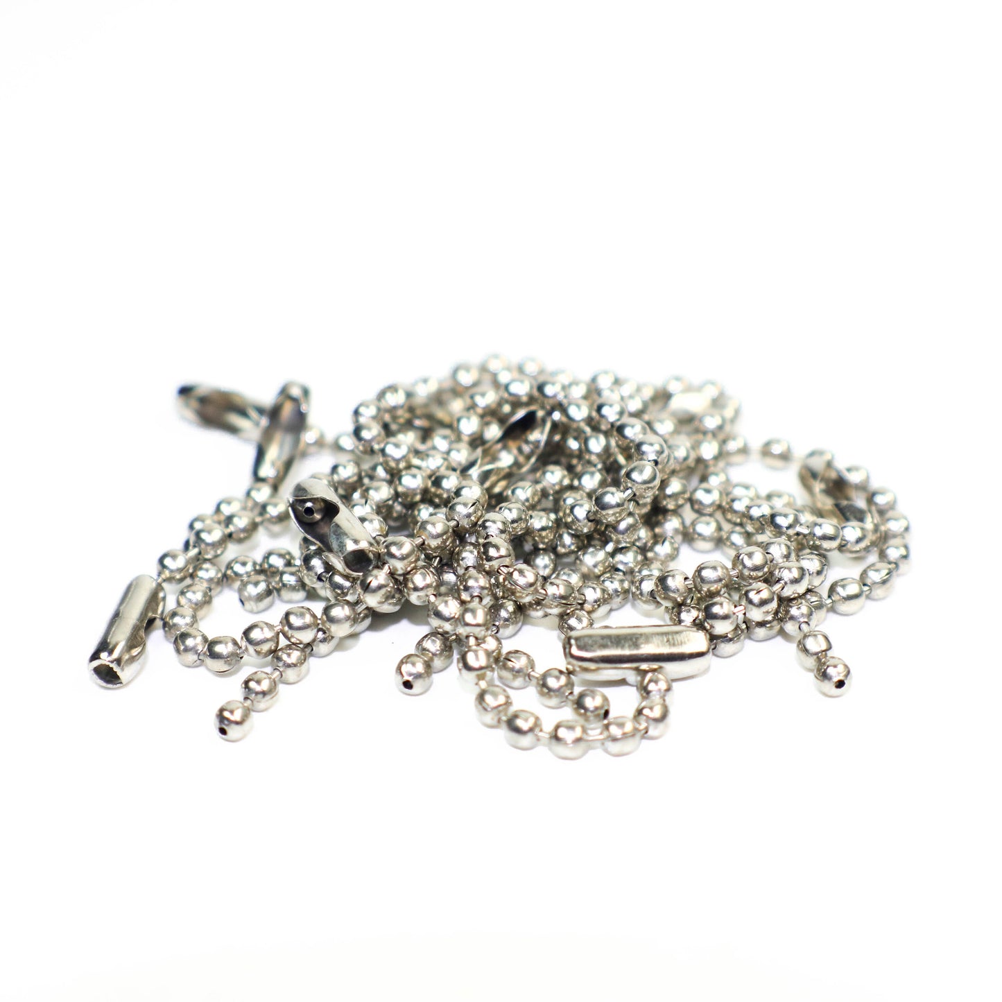 100 Pcs -  Keychain - 4inch 10cm - 2.4mm Ball Chain Rhodium Plated With Snap On Hooks