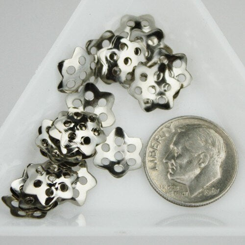 100 pcs of rhodium plated filigree beads cap - 10mm