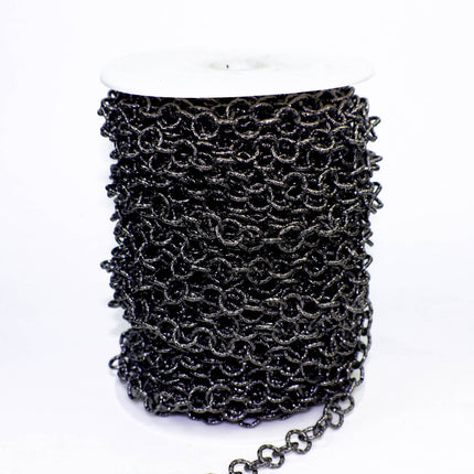 5 ft Gunmetal Heavy Link Chunky Chain Bulk - 11mm 2mm Thickness - Round Sparkling Texture Fashion Cable Chain - 2011TX
