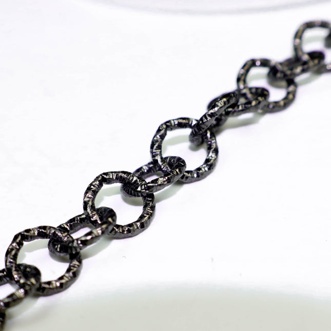 5 ft Gunmetal Heavy Link Chunky Chain Bulk - 11mm 2mm Thickness - Round Sparkling Texture Fashion Cable Chain - 2011TX