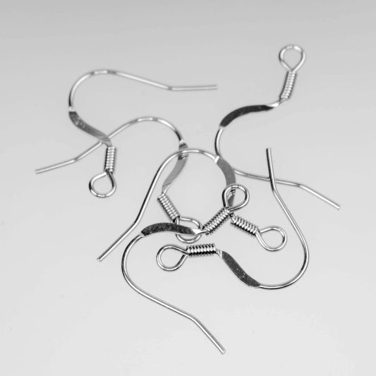 50 pcs Surgical Stainless Steel FLAT FRENCH Hook Earwires - 20x18mm