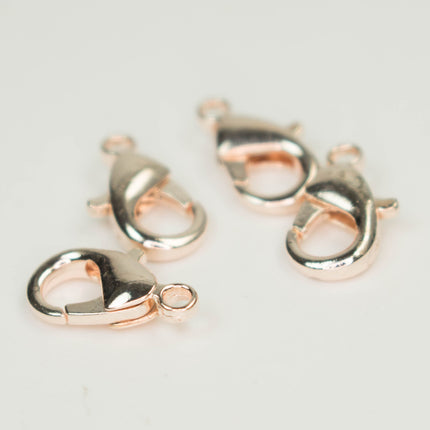 50 Pcs Rose Gold Lobster Claw Clasp - 12mm - Rose Gold Plated on Brass - LOB12B