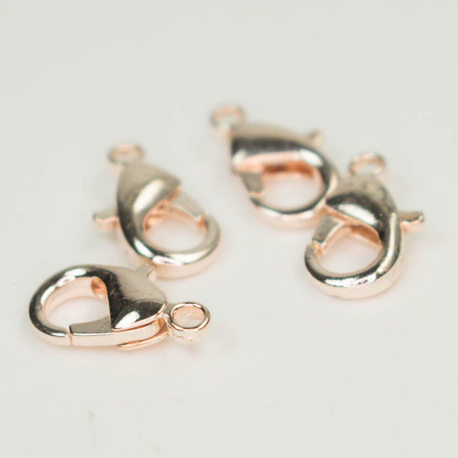 50 Pcs Rose Gold Lobster Claw Clasp - 12mm - Rose Gold Plated on Brass - LOB12B