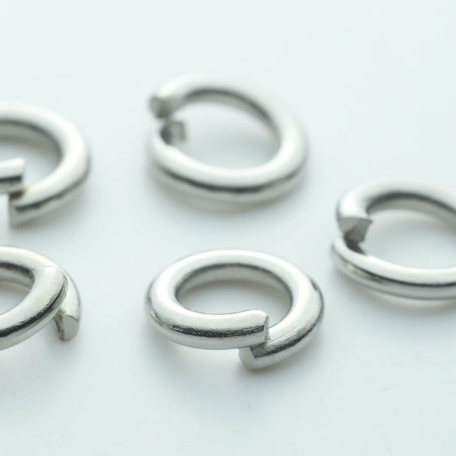 500 pcs of 6mm Thick Heavy Jump Rings - Sterling Silver Plated Jumpring 6x1.2mm 16 Gauge 16G Bulk Jumprings Open O Ring 12x6mm