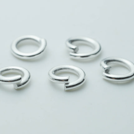100 pcs of 6mm Thick Heavy Jump Rings - Sterling Silver Plated Jumpring 6x1.2mm 16 Gauge 16G Bulk Jumprings Open O Ring 12x6mm