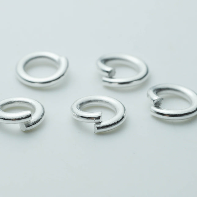 100 pcs of 6mm Thick Heavy Jump Rings - Sterling Silver Plated Jumpring 6x1.2mm 16 Gauge 16G Bulk Jumprings Open O Ring 12x6mm