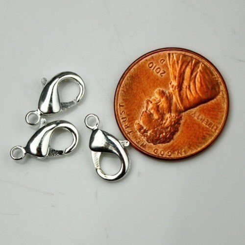 100 pcs of Silver Plated lobster claw brass clasp 12X7mm