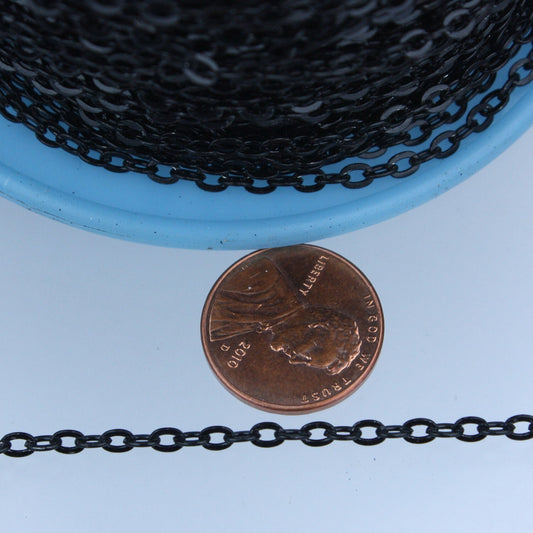 32ft of Black Flat cable chain 3.7x2.7mm - unsoldered Links - 3727F
