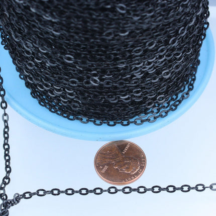 32ft of Black Flat cable chain 3.7x2.7mm - unsoldered Links - 3727F