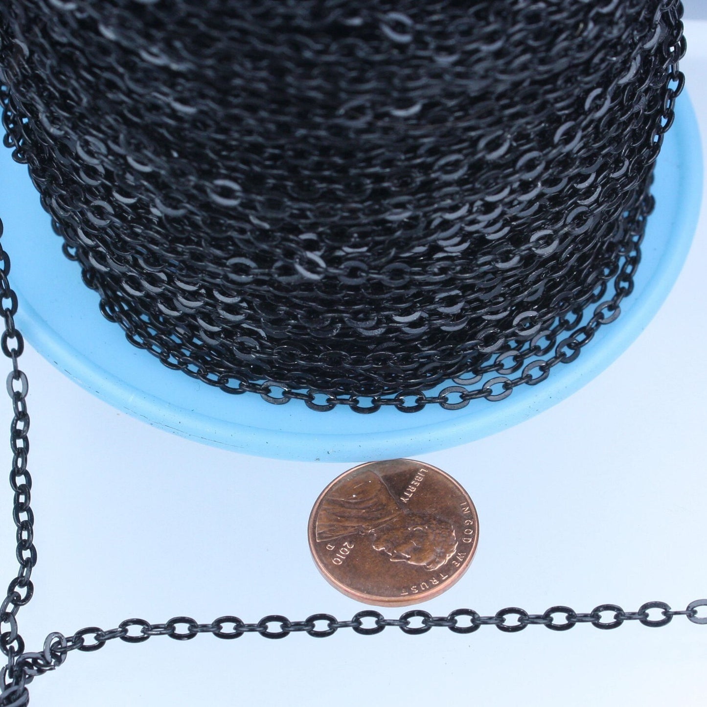 32ft of Black Flat cable chain 3.7x2.7mm - unsoldered Links - 3727F