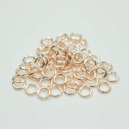 Rose Gold Jump Ring Bulk Open Link - 4mm - 200 Pcs - 0.7mm 21G 21 Gauge Thickness - Round Jewelry Finding Making Connector Jumpring - 7x4mm