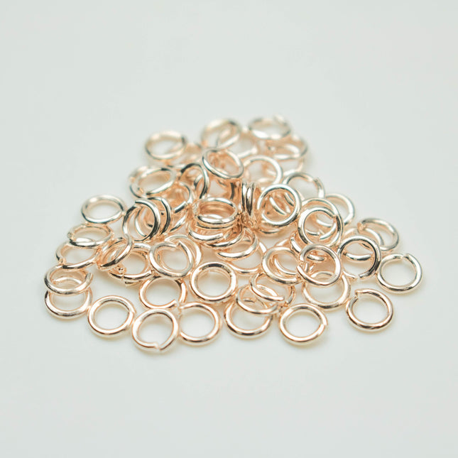Rose Gold Jump Ring Bulk Open Link - 4mm - 200 Pcs - 0.7mm 21G 21 Gauge Thickness - Round Jewelry Finding Making Connector Jumpring - 7x4mm