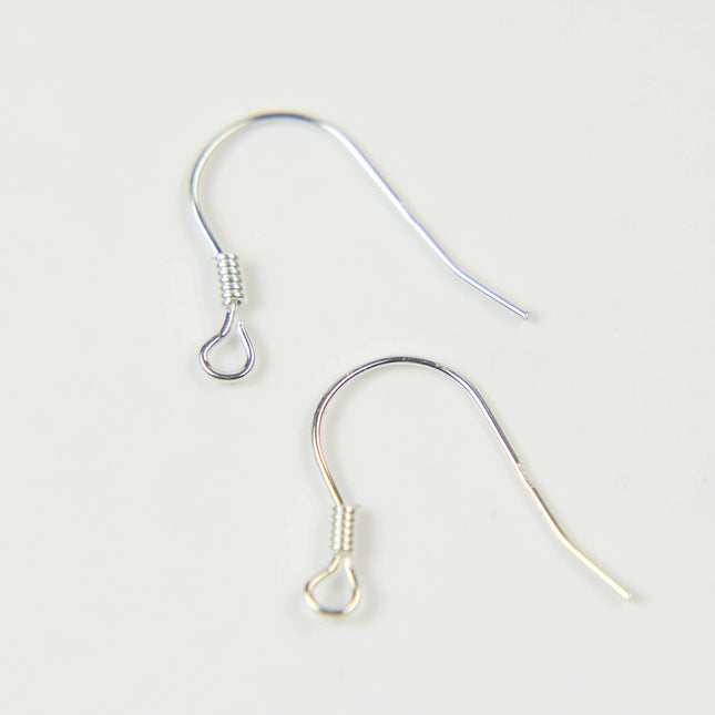 925 Sterling SILVER Ear Wires Earring - 15x19mm Solid Pure Silver French Spring Hook Earwires - 22 Gauge 22G 0.55mm Wire - 1/5/25/50 Pairs