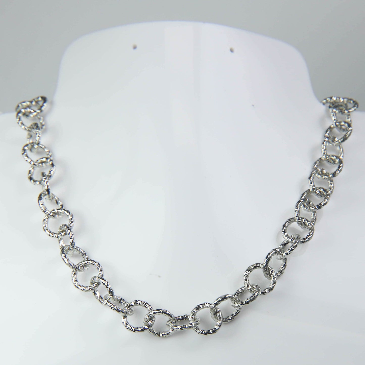 5 ft Rhodium Antique Silver Heavy Link Chunky Chain Bulk - 11mm 2mm Thickness - Round Sparkling Texture Fashion Cable Chain - 2011TX
