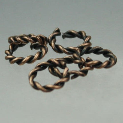 50 pcs of Antique Brass plated Twisted jumpring - 10mm Open Jump ring