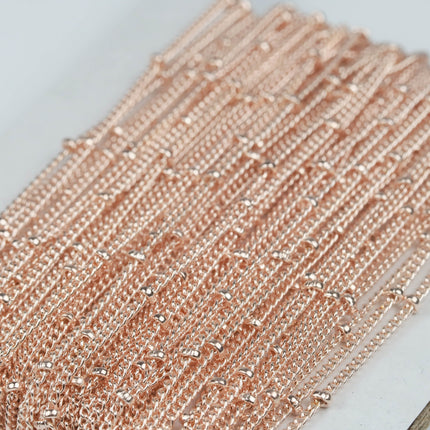 10 Ft Rose Gold Satellite Chain Bulk - Dainty Delicate Cable BALL Bead Chain - 1.3mm Curb SOLDERED Necklace Chain - 1.3SAT