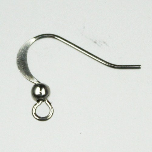 300 pcs of Antique silver finished flattened fishhook with bead ear wire 21 gauge - BIGGER Size one