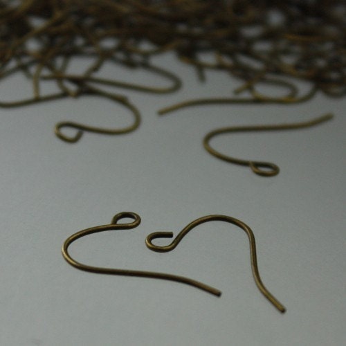 200 pcs of Antique Brass Earrings Hook 20X11mm - French Hook - Simple Earwire Earring Hook - ERSIMPLE