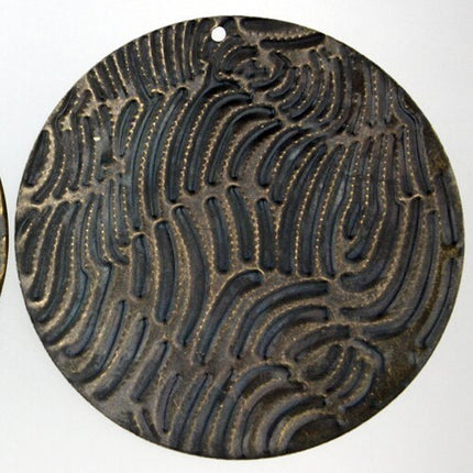 10 pcs of antiqued brass finish patterned drop big circle 60mm 2 3/8 inch