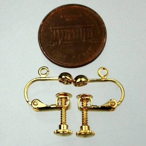 50 pcs Screw Back Earring Clips - 24K Gold Plating on brass - 18x14mm