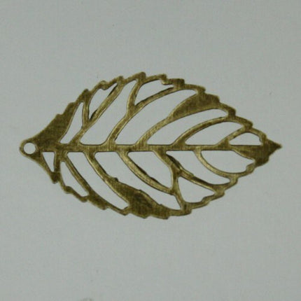 100 pcs of antiqued Brass finished leaf filigree focal 32x18mm
