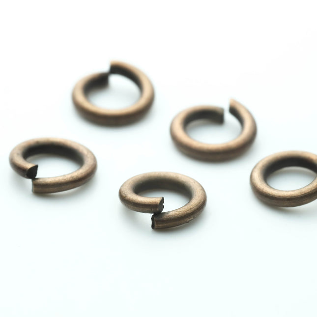 100 pcs of 6mm Thick Heavy Jump Rings - Antique Copper Jumpring 6x1.2mm 16 Gauge 16G Bulk Jumprings Open O Ring 12x6mm
