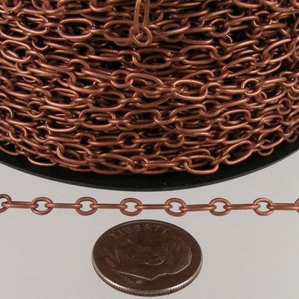 12 ft of Antiqued Copper Finished Long and Short Chain - 6.6x3.3mm - Unsoldered Link - 6633CA