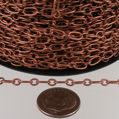 12 ft of Antiqued Copper Finished Long and Short Chain - 6.6x3.3mm - Unsoldered Link - 6633CA