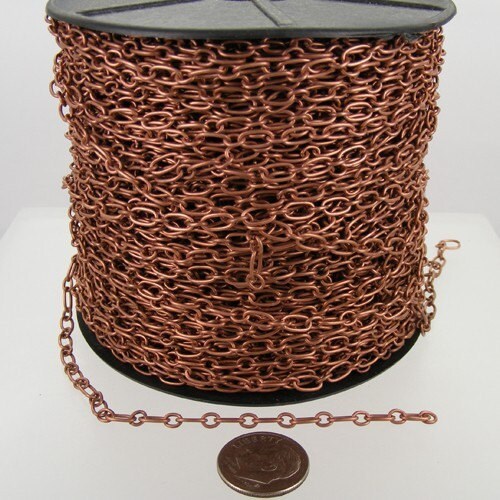 12 ft of Antiqued Copper Finished Long and Short Chain - 6.6x3.3mm - Unsoldered Link - 6633CA