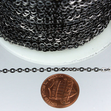SALE Sale 32 ft spool of Gunmetal Finished Flat cable chain - 3x2.2mm - unsoldered link - 322FLAT