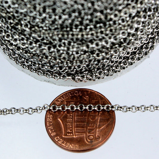 Special Sale 32 feet of Gunmetal Rollo Rolo Chain bulk - 2.0mm 2mm - Unsoldered Links -  Wholesale Bulk Jewerly Chain - 20ROLO