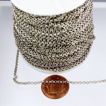 Special Sale 32 feet of Gunmetal Rollo Rolo Chain bulk - 2.0mm 2mm - Unsoldered Links -  Wholesale Bulk Jewerly Chain - 20ROLO