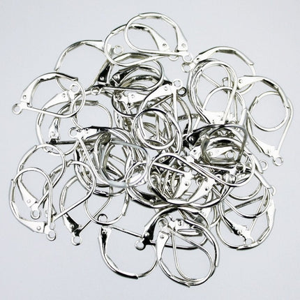 Wholesale Lot 500 Rhodium Plated Leverback lever back earrings - 10X15mm