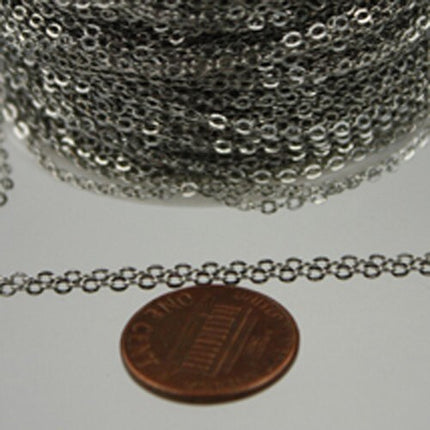 Dainty Delicate Lot 300 ft Antique Silver Chain - 2.4x1.7mm SOLDER Chain - Rhodium little Oval Flat Soldered Cable Chain  - 2417F
