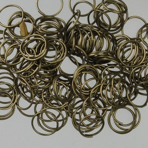 10mm Jump Rings, 100 Antique Brass Jump Rings / Bronze Open 10x0.7mm 21 Gauge 21G Link Connector Open Jump Rings O Ring 7x10mm